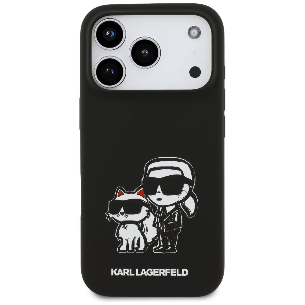 KARL LAGERFELD case for IPHONE 17 Pro compatible with MagSafe KLHMP17LSKCGRGOK (Silicone W/ K&C Sketch & Logo) black