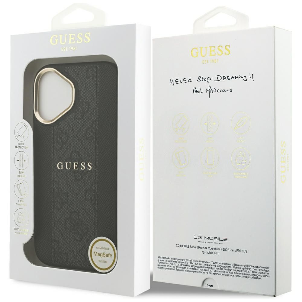 06ab0c54140938e1cf0508a3bd2bf0e5 GUESS case for IPHONE 17 compatible with MagSafe GUHMP17SPG4SEMCK (PU W/ 4G Stripe) black