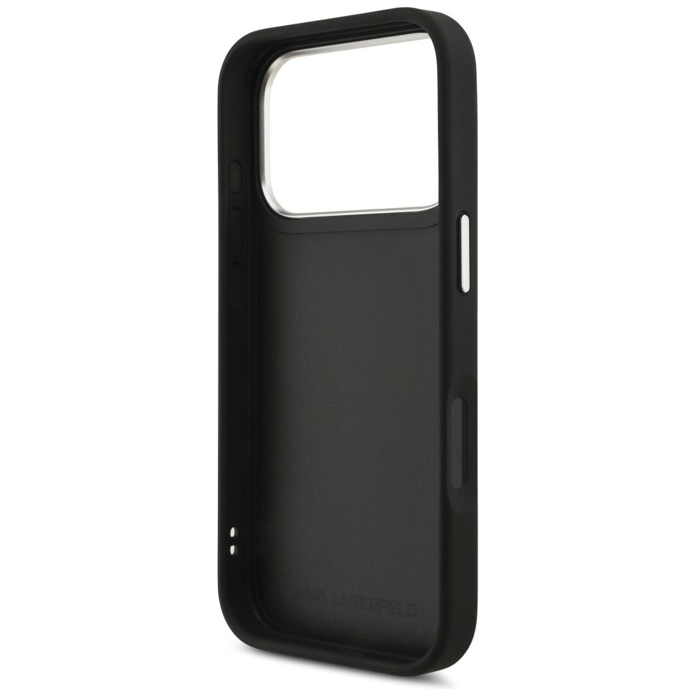 KARL LAGERFELD case for IPHONE 17 Pro KLHCP17LPSFDHPOK (FW Grained PU W/ K&C Heads Pin & Logo) black