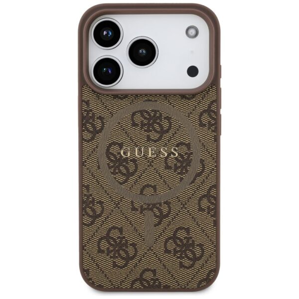08ffa15f59d027b8a5f3ef97ac017cf0 GUESS case for IPHONE 17 Pro compatible with MagSafe GUHMP17LG4GFRW (PU 4G Ring Classic Logo) brown