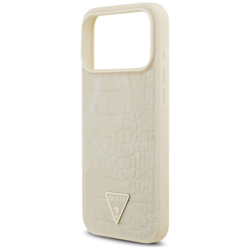 09ea04497dec82a159a271fa31e0eca1 GUESS case for IPHONE 17 Pro Max compatible with MagSafe GUHMP17XPCRTHCD (PU Croco Triangle Logo) gold
