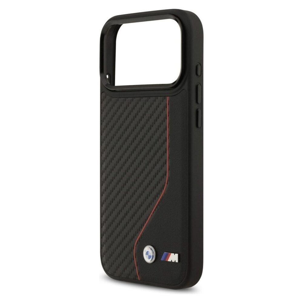 BMW case for IPHONE 17 Pro Max compatible with MagSafe BMHMP17X25PCCSCKR (PU Carbon Line & Logo) red