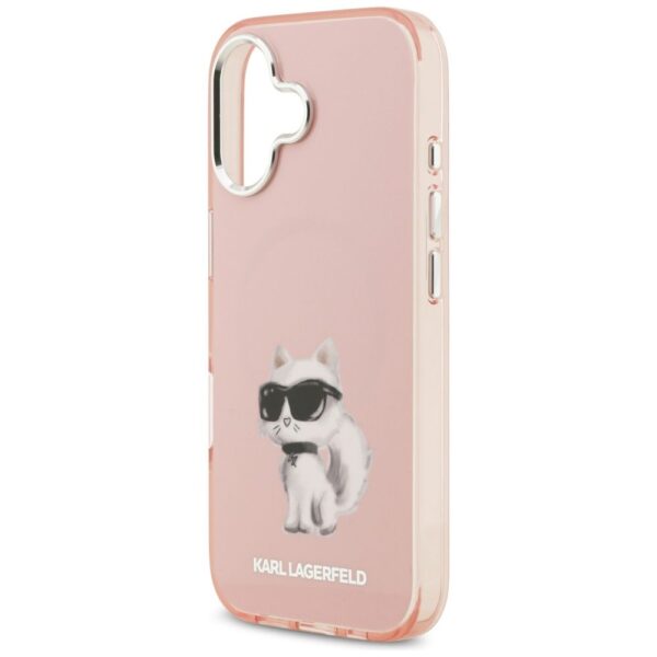 KARL LAGERFELD case for IPHONE 17 compatible with MagSafe KLHMP17SHMCHAQOP (IML Aquarelle Choupette & Logo) pink