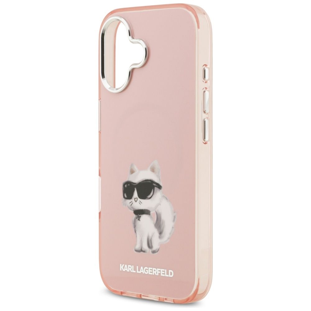 KARL LAGERFELD case for IPHONE 17 compatible with MagSafe KLHMP17SHMCHAQOP (IML Aquarelle Choupette & Logo) pink