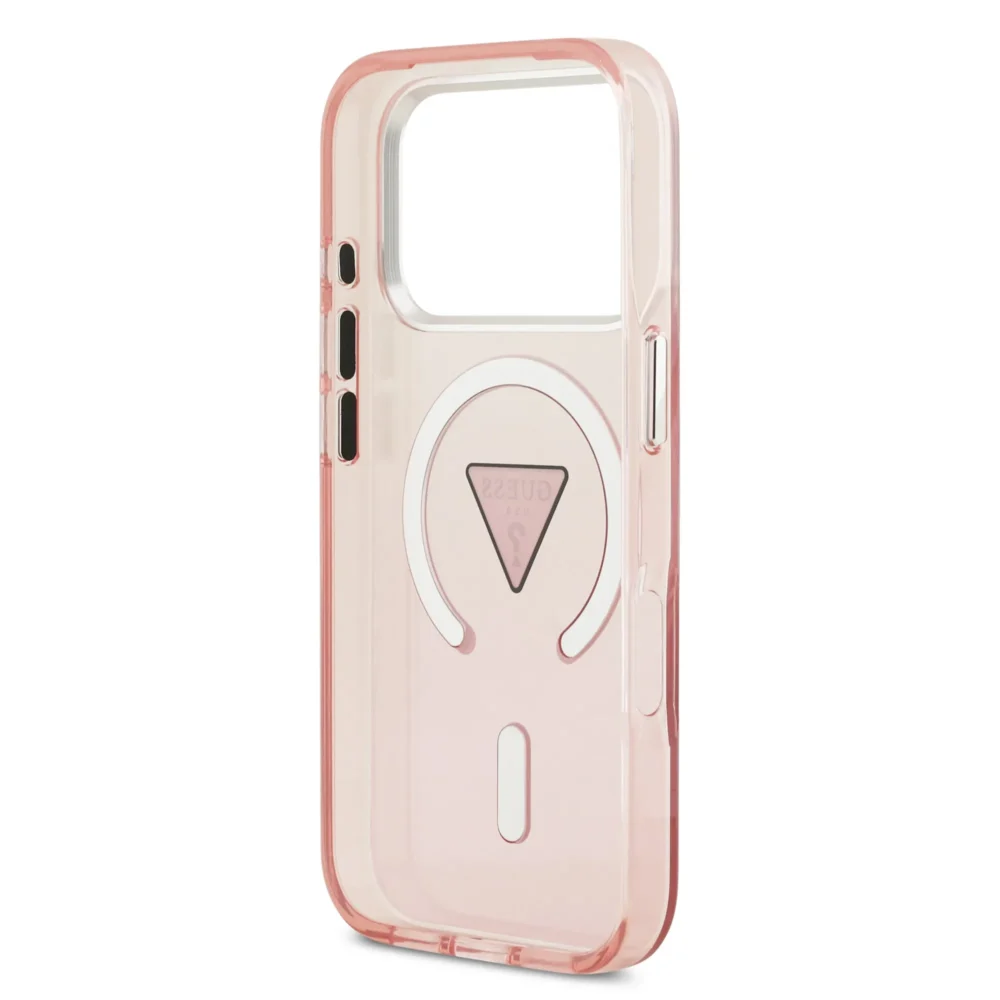 GUESS case for IPHONE 17 Pro compatible with MagSafe GUHMP17LHGTMLCGP (IML Gradient W/ Triangle Logo) pink