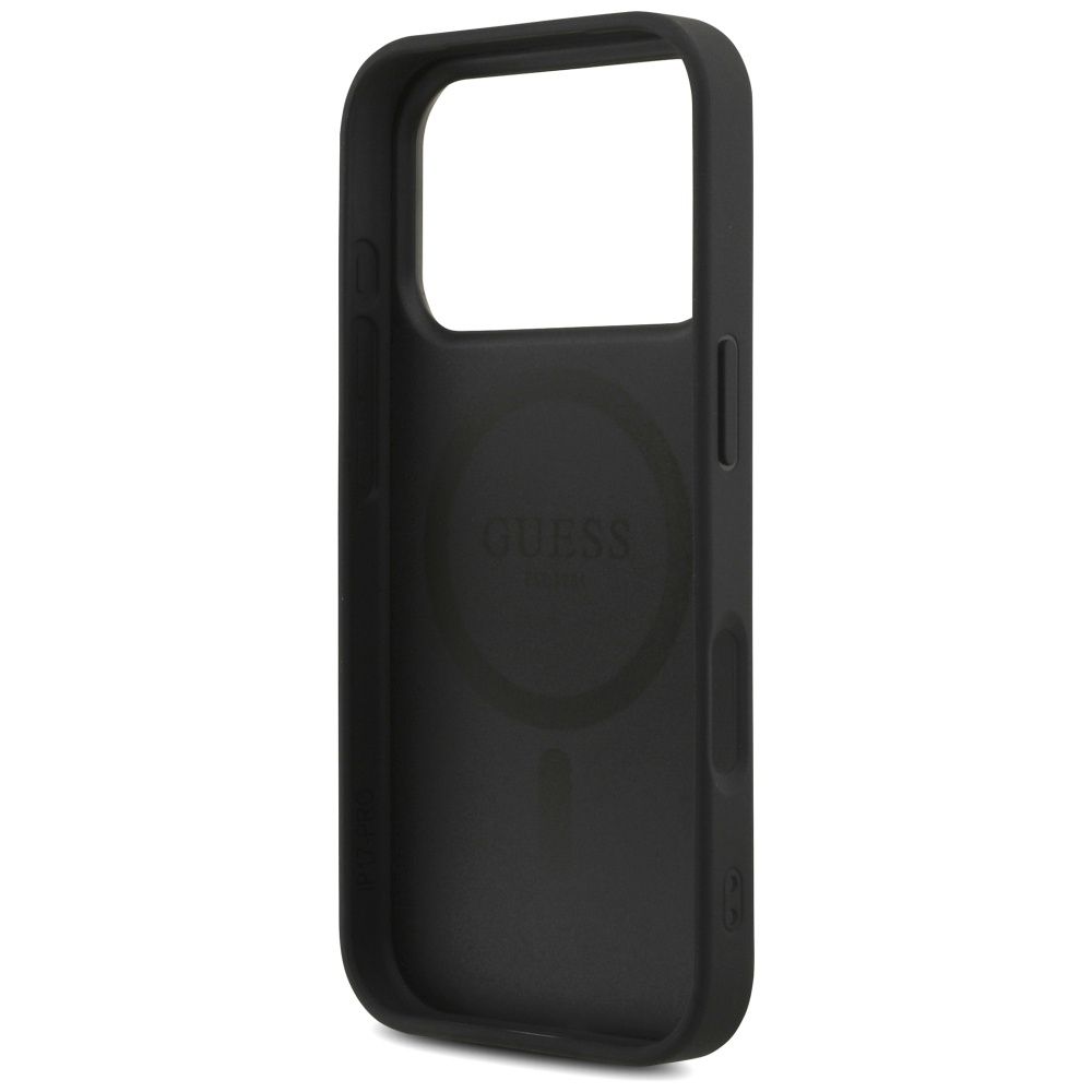 0b43532bb3490180d920835c4ab6ef8b GUESS case for IPHONE 17 Pro compatible with MagSafe GUHMP17LP4TSDPPSK (4G PU W/ Strap Triangle Logo) black