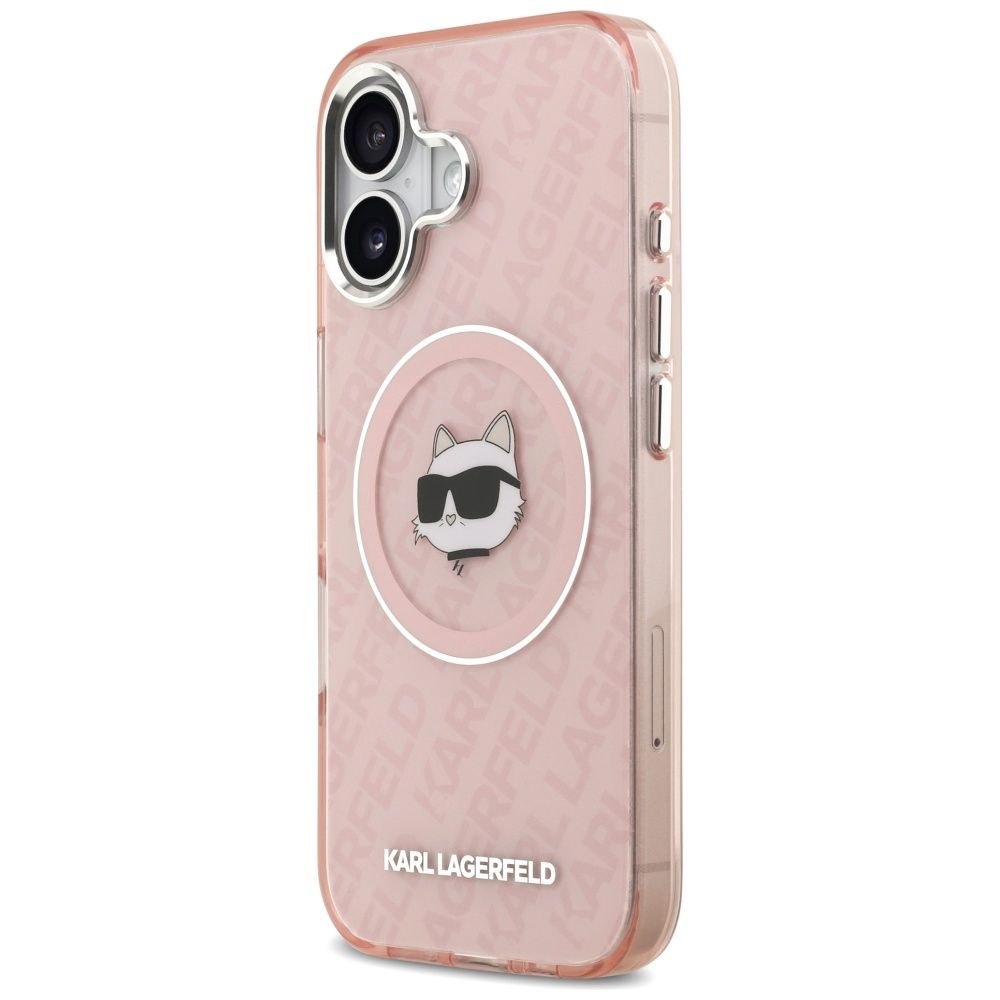 KARL LAGERFELD case for IPHONE 17 compatible with MagSafe KLHMP17SHMKBCHOP (IML Choupette Head Logo) pink