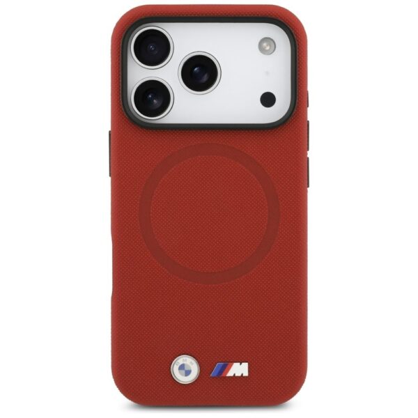 BMW case for IPHONE 17 Pro compatible with MagSafe BMHMP17L25PFWSMR (PU FW Metal Logo) red