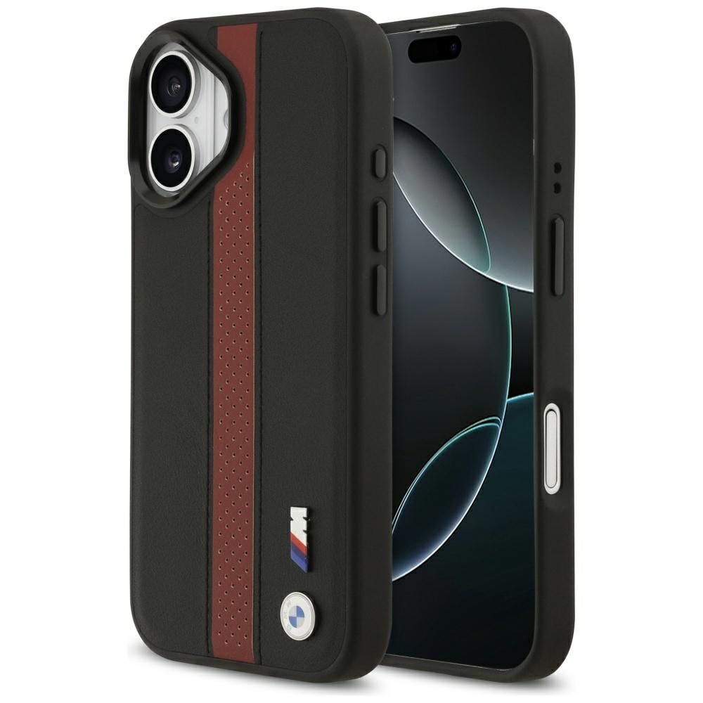 0e0ef97adce06879cf85ec180ce02a9a BMW case for IPHONE 17 compatible with MagSafe BMHMP17S25PCPSKR (PU Perfotated Stripe Logo) red
