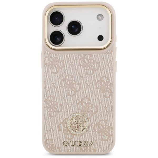 0e22c96c83ae58a950d6e533826f48a3 GUESS case for IPHONE 17 Pro compatible with MagSafe GUHMP17LP4GRMDEP (PU W/ 4G Strass Logo) pink