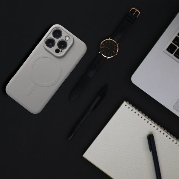 SILICONE MAG COVER (big hole) case compatible with MagSafe for IPHONE 16 Pro titanium grey