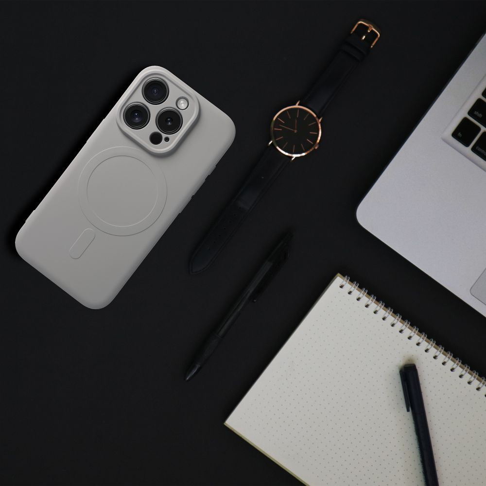 SILICONE MAG COVER (big hole) case compatible with MagSafe for IPHONE 16 Pro titanium grey