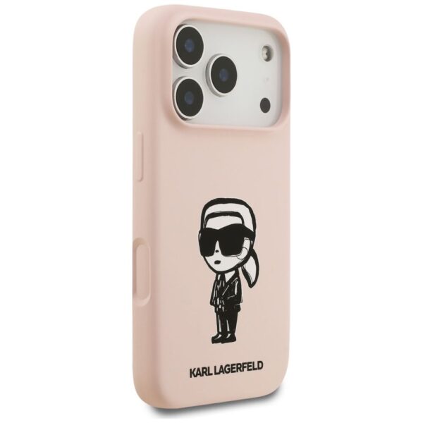 KARL LAGERFELD case for IPHONE 17 Pro Max compatible with MagSafe KLHMP17XSKIGROP (Silicone W/ KL Sketch & Logo) pink