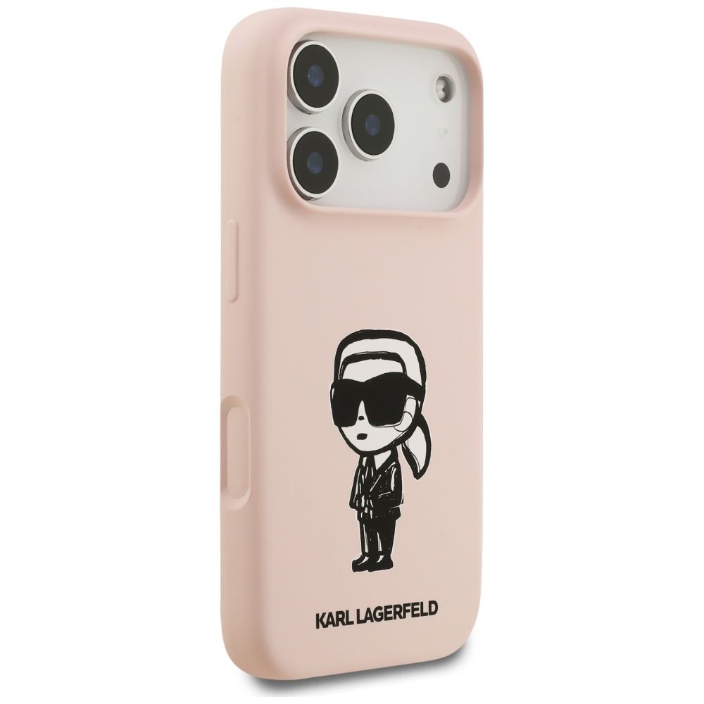 KARL LAGERFELD case for IPHONE 17 Pro Max compatible with MagSafe KLHMP17XSKIGROP (Silicone W/ KL Sketch & Logo) pink
