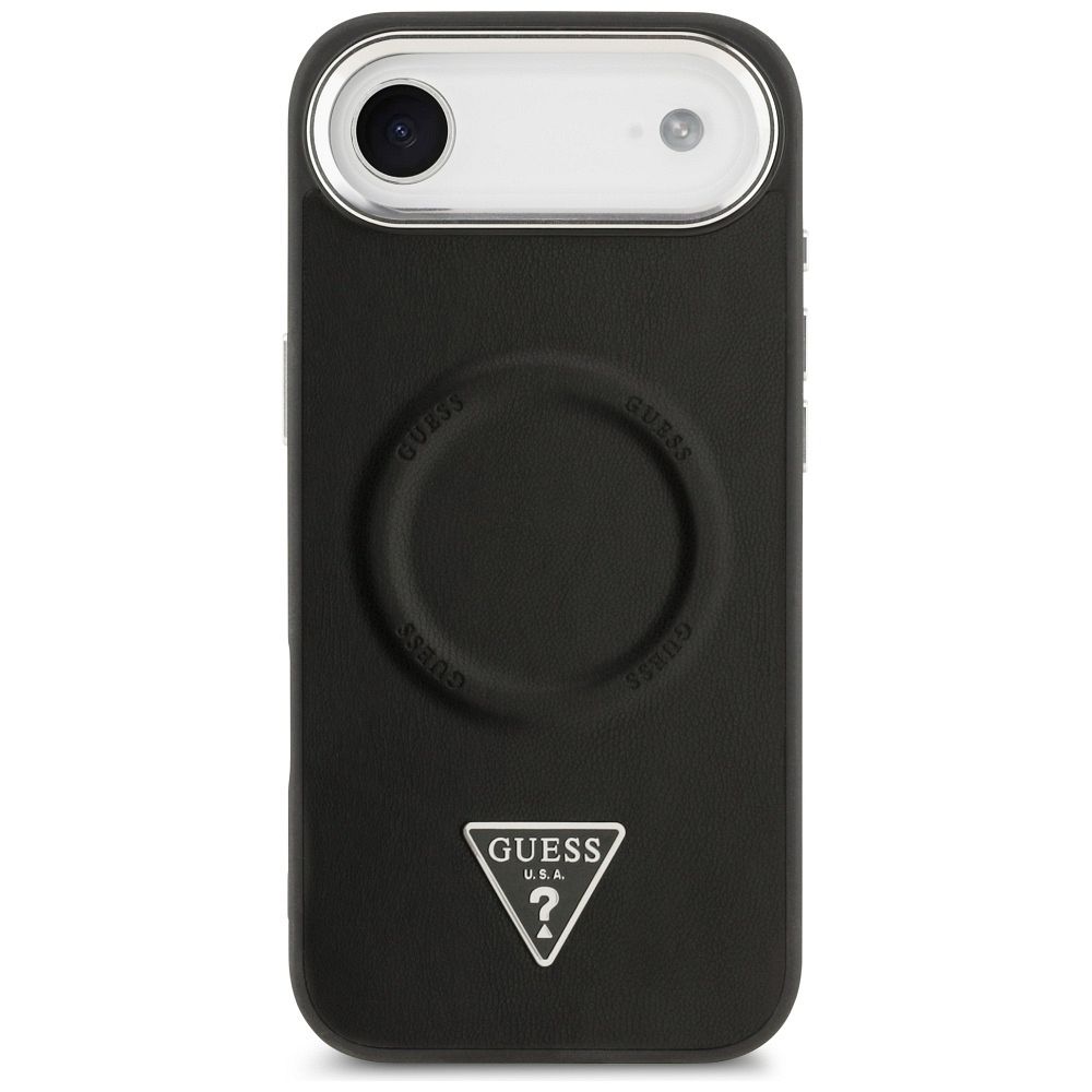 0ec1cfc3995fe9bd20db48b4527fa4f2 GUESS case for IPHONE 17 Air compatible with MagSafe GUHMP17MPSDTSCMK (PU W/ Triangle Logo) black