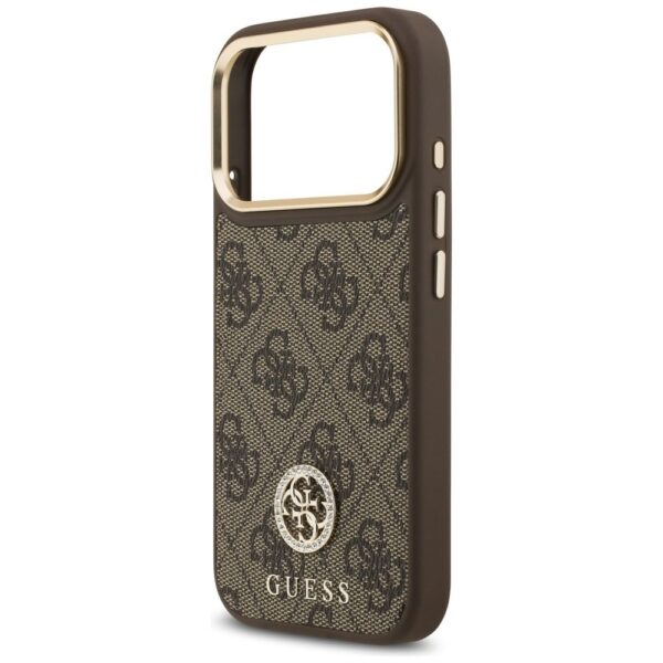 0f1b42a49142c84a6207d69d4f1137bd GUESS case for IPHONE 17 Pro compatible with MagSafe GUHMP17LP4G4DCSW (PU W/ Strass Logo & Big Strap Metal Buttons) brown