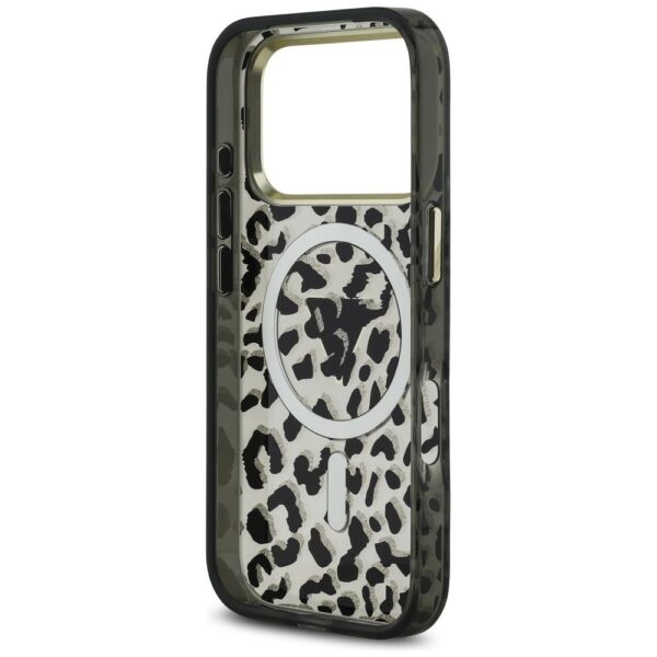 GUESS case for IPHONE 17 Pro Max compatible with MagSafe GUHMP17XHLEGTGLK (PC TPU W/ Leopard Glitter) black