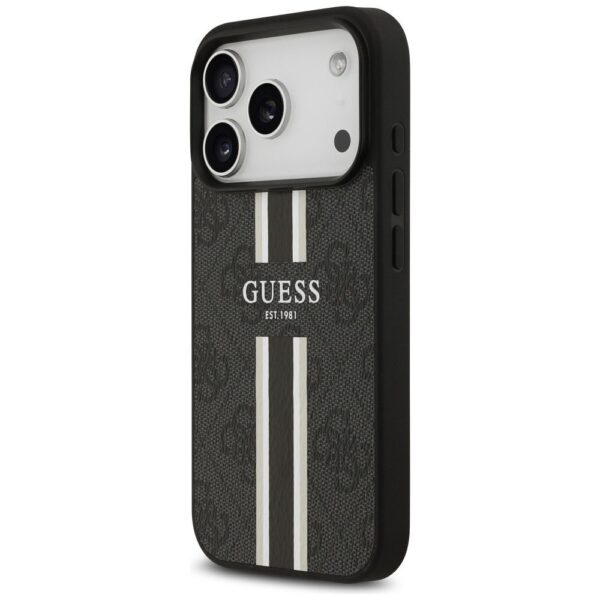 GUESS case for IPHONE 17 Pro compatible with MagSafe GUHMP17LP4RPSK (4G Printed Stripes) black