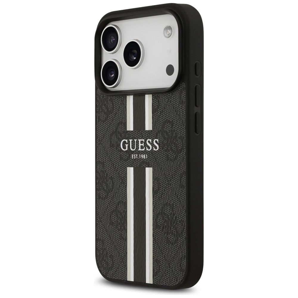 GUESS case for IPHONE 17 Pro compatible with MagSafe GUHMP17LP4RPSK (4G Printed Stripes) black
