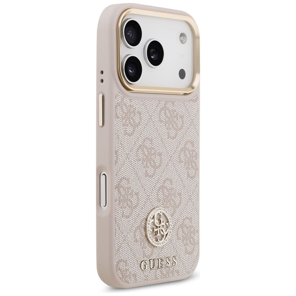 0fe947cb5cd644d0491eb9ac00cf8ce4 GUESS case for IPHONE 17 Pro compatible with MagSafe GUHMP17LP4GRMDEP (PU W/ 4G Strass Logo) pink