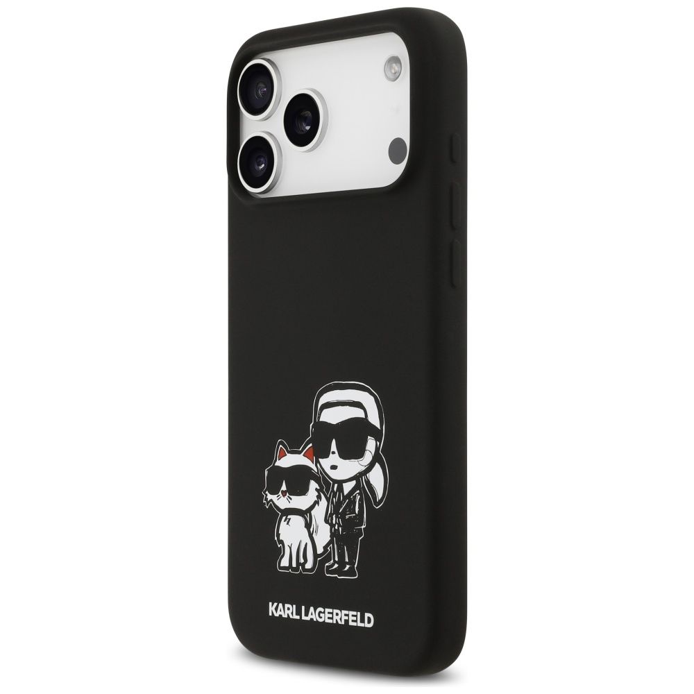 KARL LAGERFELD case for IPHONE 17 Pro Max compatible with MagSafe KLHMP17XSKCGRGOK (Silicone W/ K&C Sketch & Logo) black