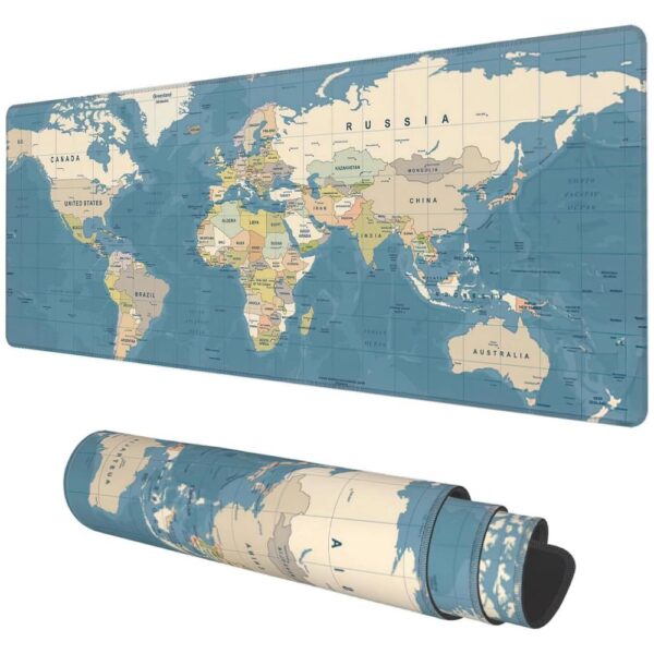 Mouse / keyboard pad "World map" 40 x 90 x 2 mm RC-K-1074 blue