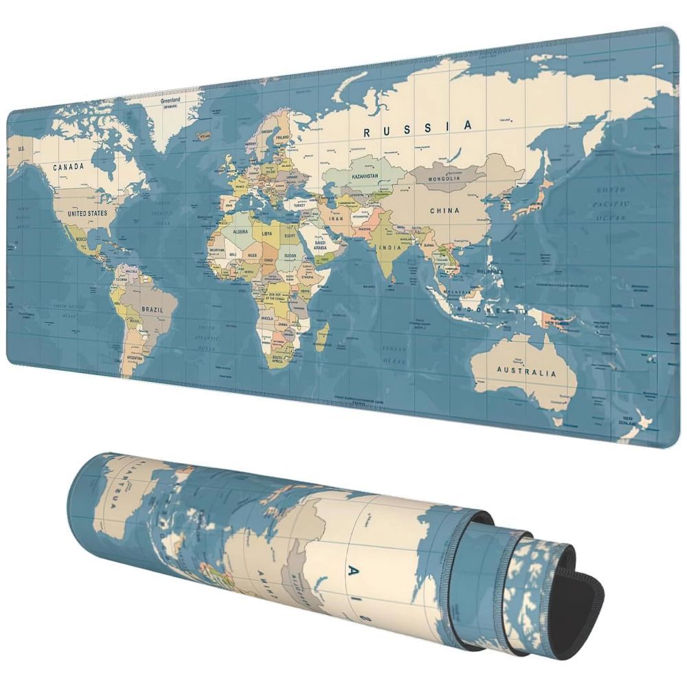 Mouse / keyboard pad "World map" 40 x 90 x 2 mm RC-K-1074 blue