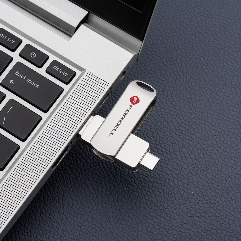FORCELL F-DATA pendrive Metal Duo 16GB USB3.2 Gen 1 (USB A / Type C) silver