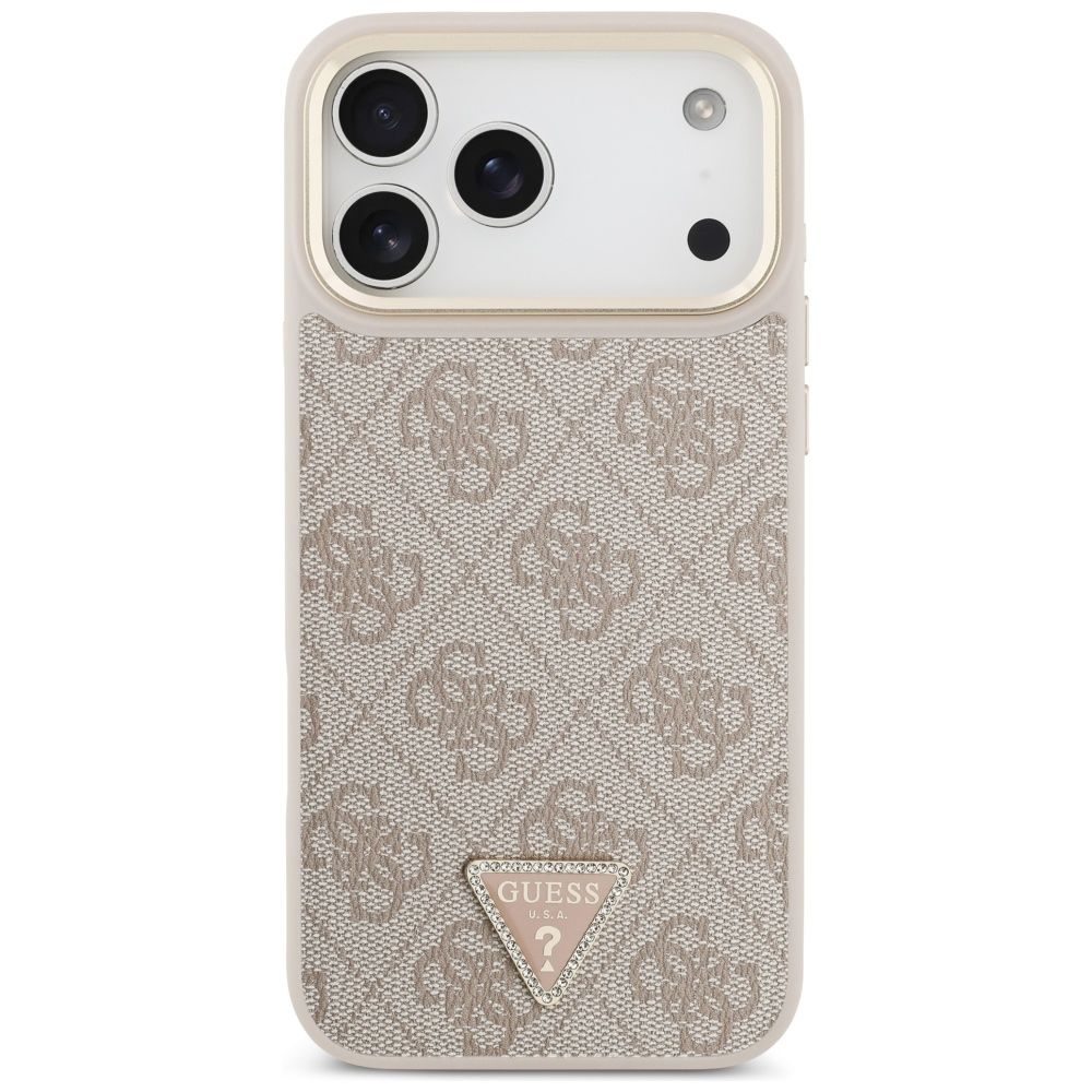 127f74d347459d238e60e59df2865cac GUESS case for IPHONE 17 Pro Max compatible with MagSafe GUHMP17XP4G4TCSP (PU W/ Triangle Logo & Big Strap Metal Buttons) pink