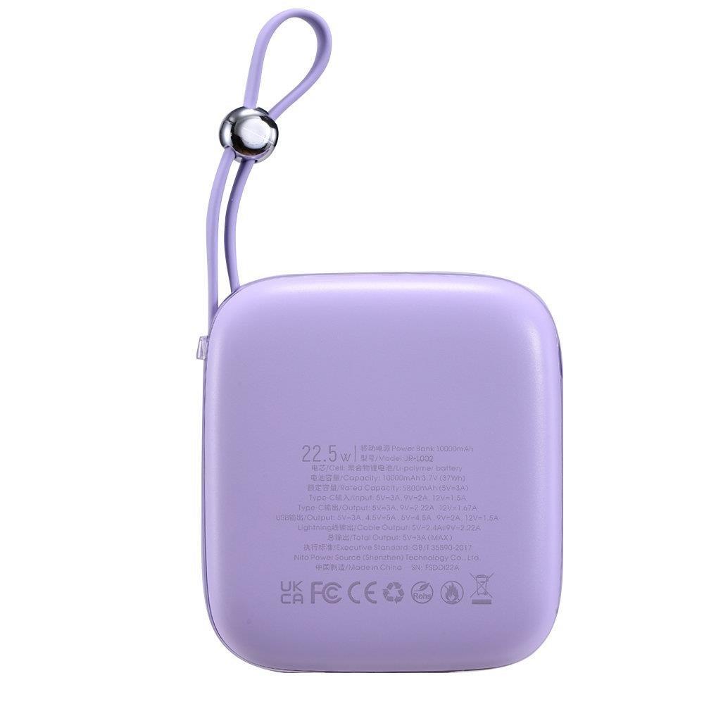 Joyroom powerbank 10000mAh Jelly Series 22.5W with built-in USB C cable purple (JR-L002)eng
