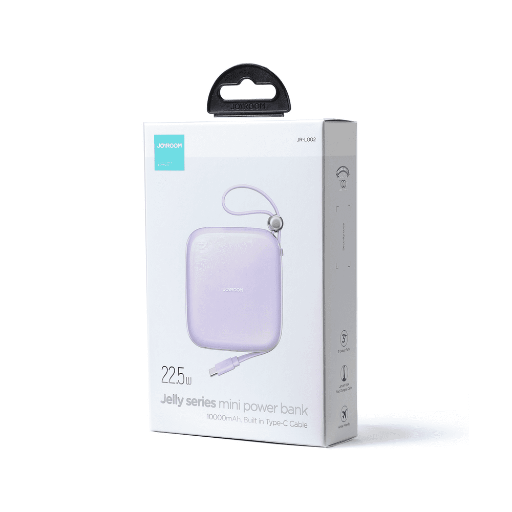 Joyroom powerbank 10000mAh Jelly Series 22.5W with built-in USB C cable purple (JR-L002)eng