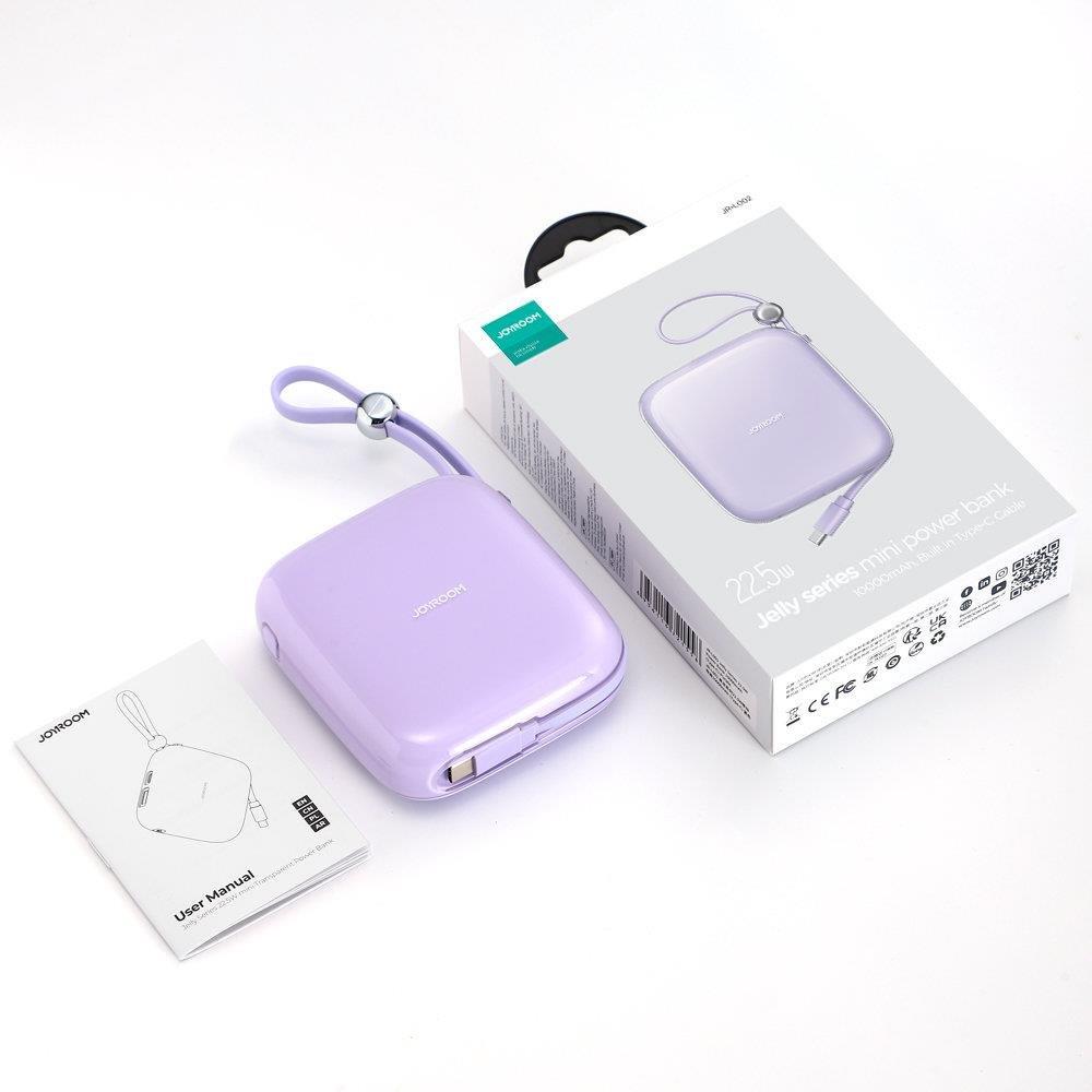 Joyroom powerbank 10000mAh Jelly Series 22.5W with built-in USB C cable purple (JR-L002)eng