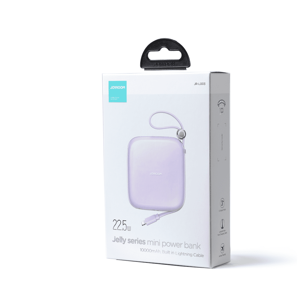Joyroom powerbank 10000mAh Jelly Series 22.5W with built-in Lightning cable purple (JR-L003)eng