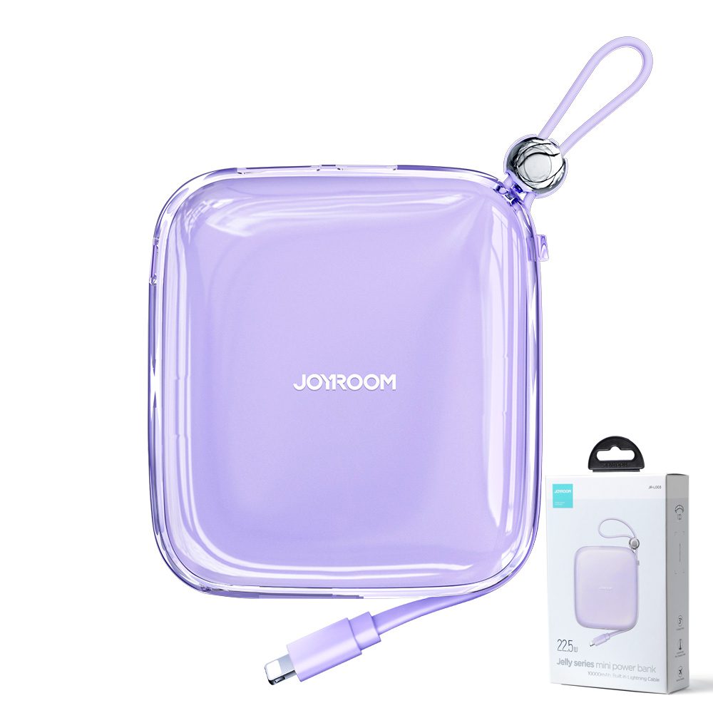 Joyroom powerbank 10000mAh Jelly Series 22.5W with built-in Lightning cable purple (JR-L003)eng
