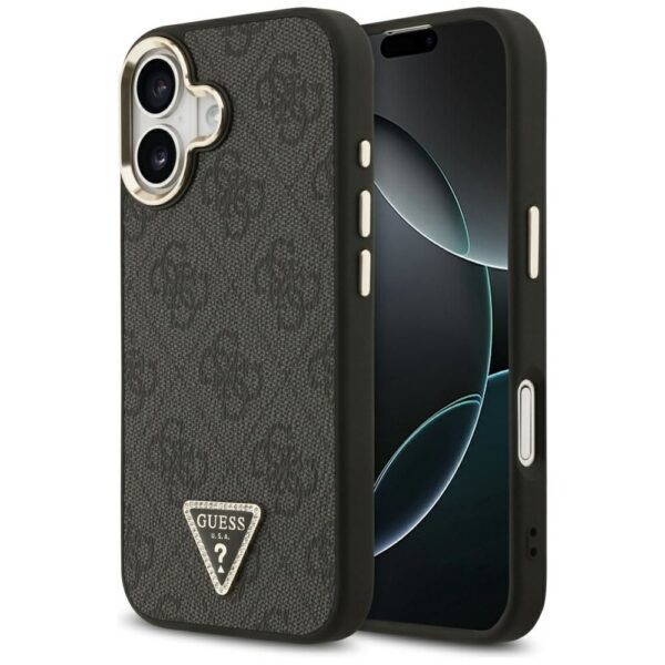 GUESS case for IPHONE 17 compatible with MagSafe GUHMP17SP4GTDGMK (4G PU W/ Triangle Logo) gold black