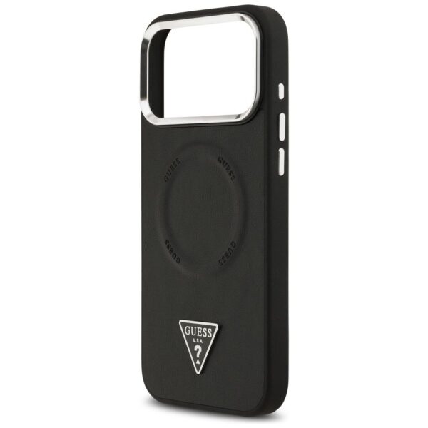 GUESS case for IPHONE 17 Pro compatible with MagSafe GUHMP17LPSDTSCMK (PU W/ Triangle Logo) black