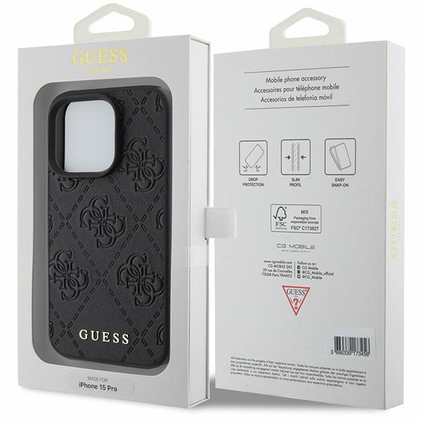 Guess Leather 4G Stamped case for iPhone 15 Pro Max - blackeng