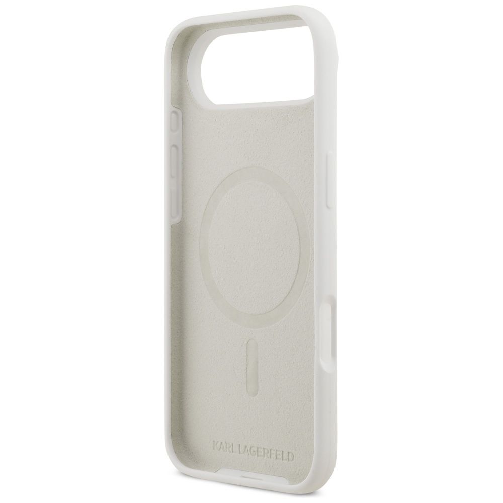 155f8f83cab53e79dee46e394810e5cc KARL LAGERFELD case for IPHONE 17 Air compatible with MagSafe KLHMP17MSKIGROH (Silicone W/ KL Sketch & Logo) white