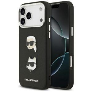 KARL LAGERFELD case for IPHONE 17 Pro Max KLHCP17XPSFDHPOK (FW Grained PU W/ K&C Heads Pin & Logo) black