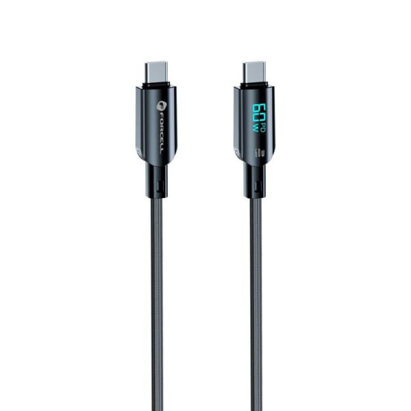 174aedeb83aebe03c8423cc56730c5be FORCELL F-ENERGY C274 cable Type C to Type C QC4.0 PD 3A 60W Digital 1,2 m black