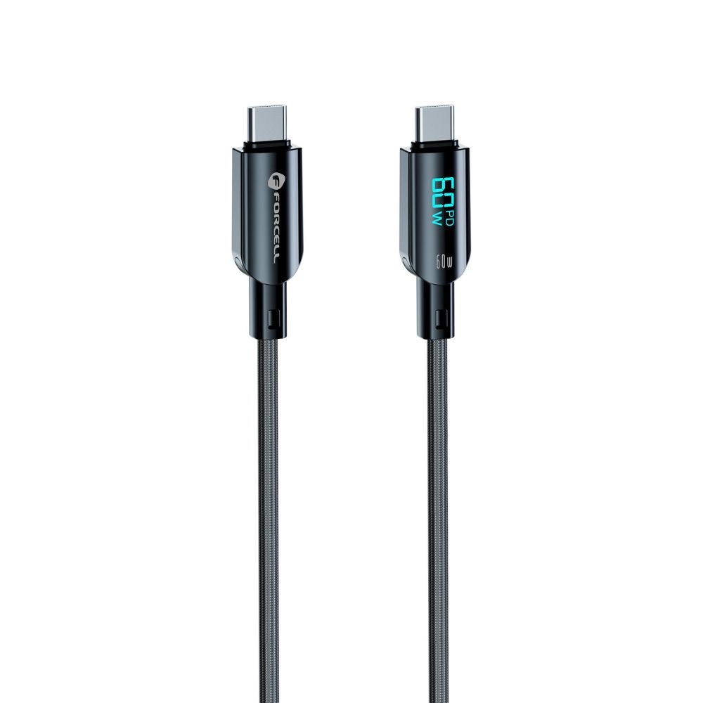 174aedeb83aebe03c8423cc56730c5be FORCELL F-ENERGY C274 cable Type C to Type C QC4.0 PD 3A 60W Digital 1,2 m black