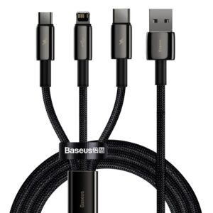 Baseus Tungsten 3in1 cable USB - USB Type C / Lightning / micro USB 3.5 A 1.5 m black (CAMLTWJ-01)eng
