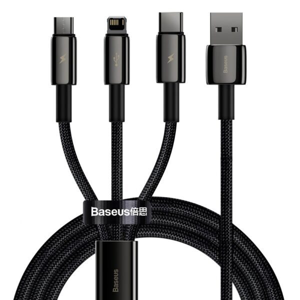 Baseus Tungsten 3in1 cable USB - USB Type C / Lightning / micro USB 3.5 A 1.5 m black (CAMLTWJ-01)eng