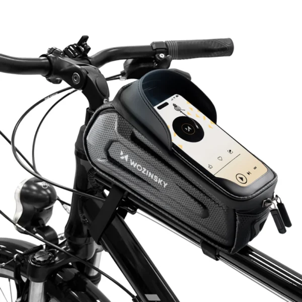 Wozinsky bicycle bag for the frame, armored, with a phone pocket, 1.7 l - blackeng