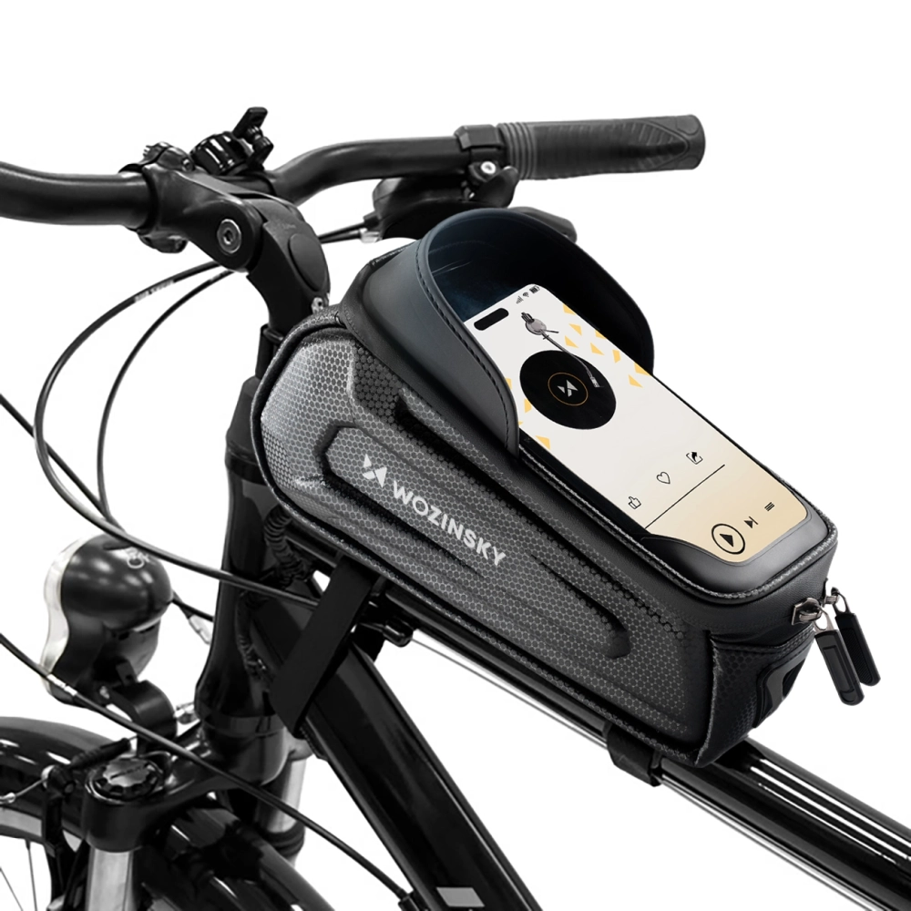 Wozinsky bicycle bag for the frame, armored, with a phone pocket, 1.7 l - blackeng