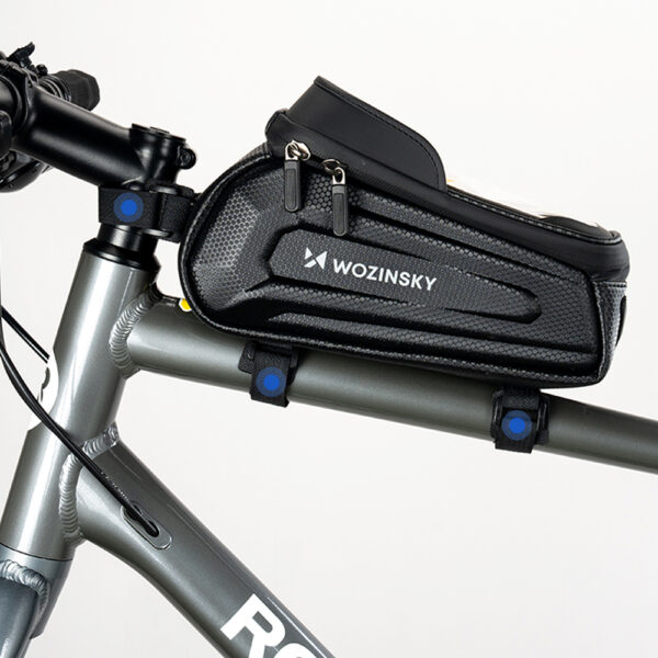 Wozinsky bicycle bag for the frame, armored, with a phone pocket, 1.7 l - blackeng