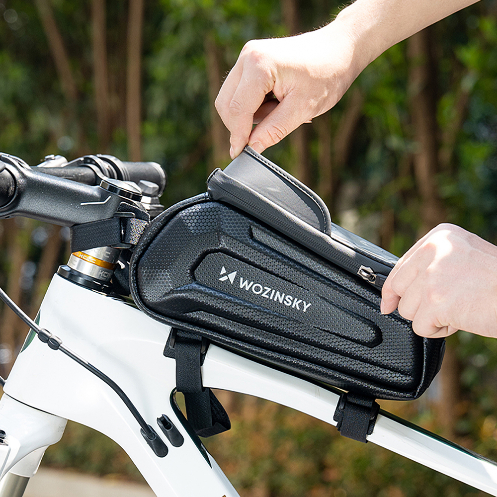 Wozinsky bicycle bag for the frame, armored, with a phone pocket, 1.7 l - blackeng
