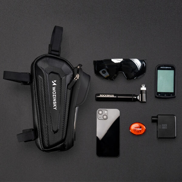 Wozinsky bicycle bag for the frame, armored, with a phone pocket, 1.7 l - blackeng