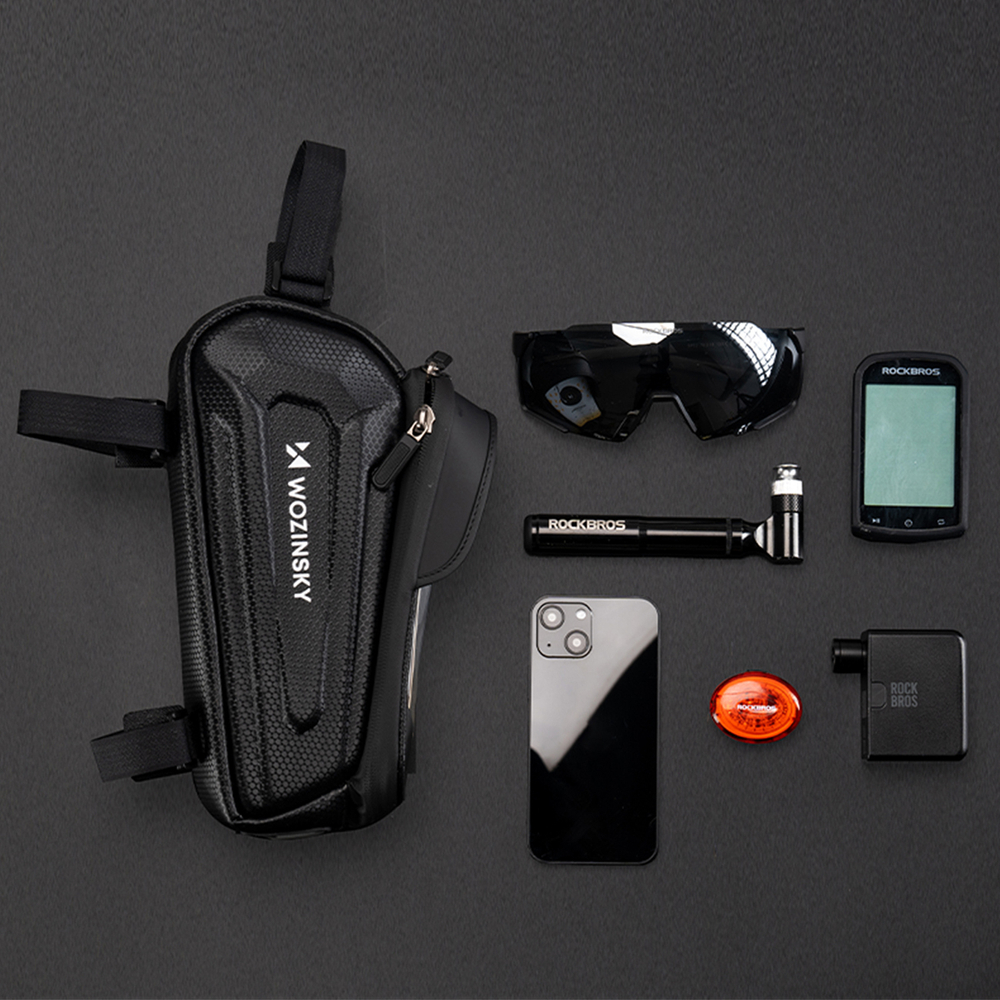Wozinsky bicycle bag for the frame, armored, with a phone pocket, 1.7 l - blackeng