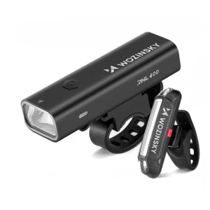 Wozinsky WSBLB2 Front (400 lm) and Rear USB-C Bike Light Set - Blackeng